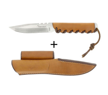 Cuchillo Wildsteer Baby Wild BWI0101 9cm hoja mango de cuero dorado + funda de cuero a juego