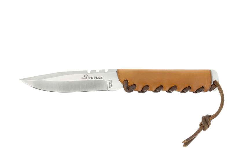 Wildsteer Baby Wild Knife BWI0101 9cm terä kultainen nahkakahva + yhteensopiva nahkatuppi