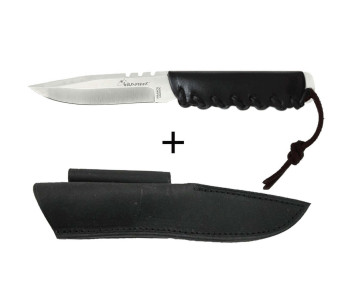 Faca Wildsteer Baby Wild BWI0103 Lâmina de 9 cm cabo de couro preto + bainha de couro a condizer
