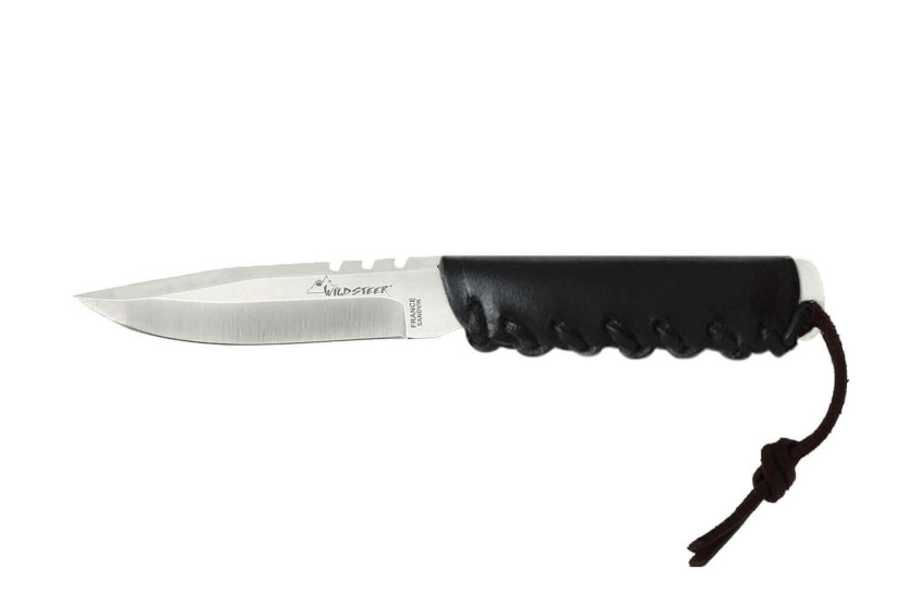 Wildsteer Baby Wild Knife BWI0103 lama da 9 cm manico in pelle nera + fodero in pelle coordinato