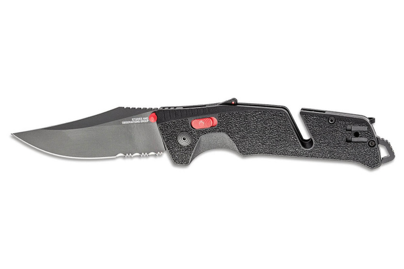 SOG Trident AT SGTRIDSBKR halvtandet foldekniv 13,5 cm nylon/glasfiberhåndtag sort/rød