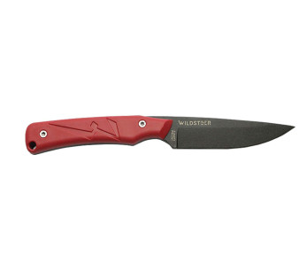 Wildsteer Troll Knife TRO3104 lama nera 8,5cm manico in tactiprene rosso + fodero in Kydex