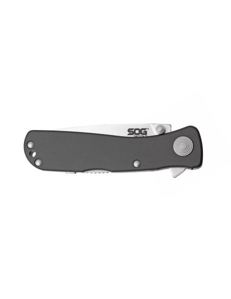 Faca dobrável SOG Twitch II SGTWI8 com cabo de alumínio cinzento de 9 cm e clip de bolso