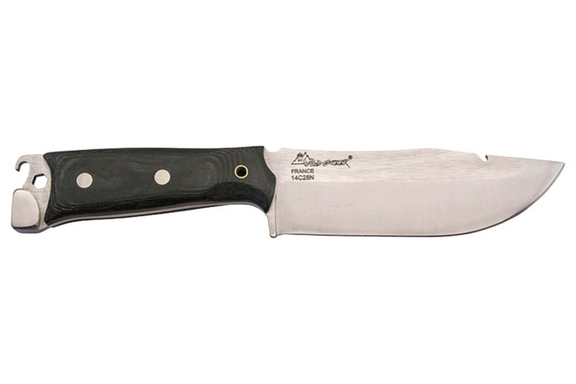 Wildsteer Kodiak KOD01 coltello di sopravvivenza lama 13cm manico in micarta nero + fodero in nylon