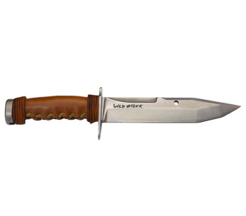 Wildsteer Kangal KAN0102 faca de caça forjada 17,5cm lâmina tanto cabo em pele + bainha em pele