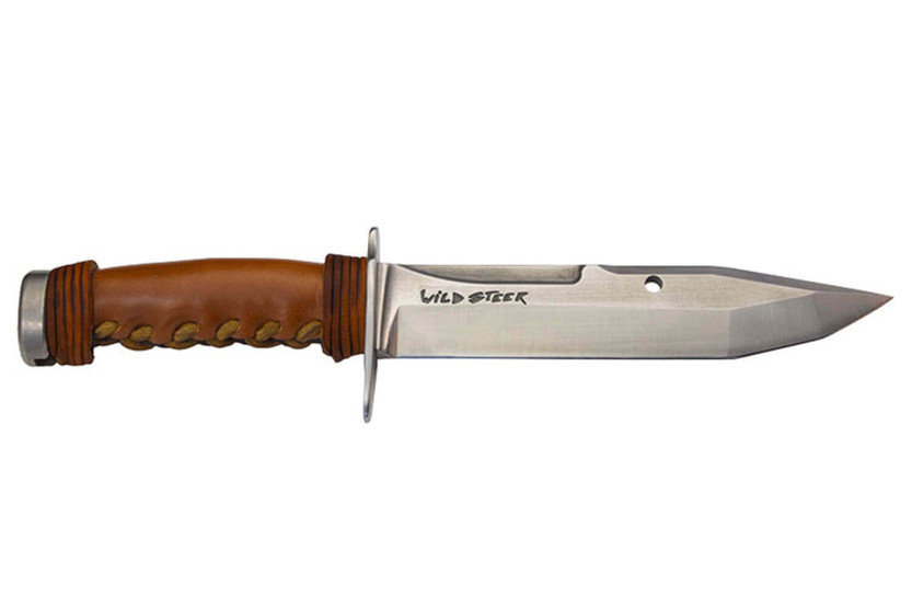 Wildsteer Kangal KAN0102 faca de caça forjada 17,5cm lâmina tanto cabo em pele + bainha em pele