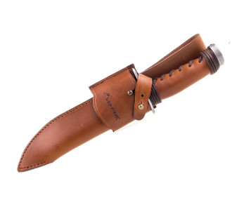 Wildsteer Kangal KAN0102 cuchillo de caza forjado 17.5cm hoja tanto mango de cuero + funda de cuero 2