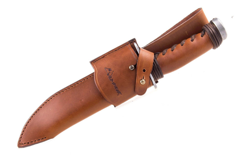 Wildsteer Kangal KAN0102 cuchillo de caza forjado 17.5cm hoja tanto mango de cuero + funda de cuero