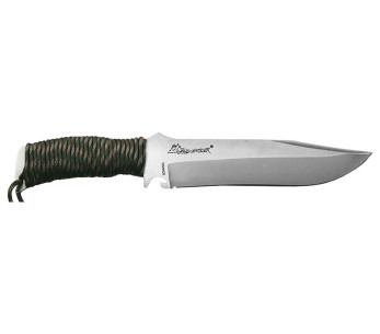 Wildsteer TX Bowie TXB0116 cuchillo de supervivencia 18,7cm hoja Bowie Paracorde Woodland Camo mango + funda de nylon
