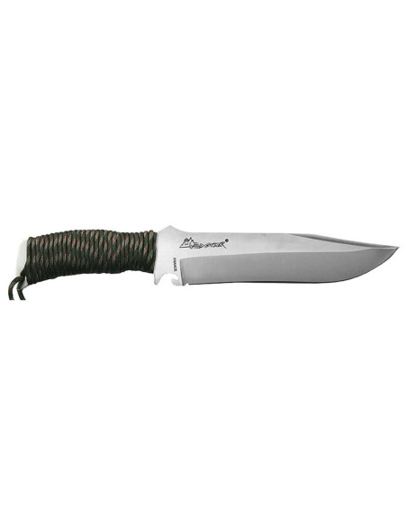 Wildsteer TX Bowie TXB0116 cuchillo de supervivencia 18,7cm hoja Bowie Paracorde Woodland Camo mango + funda de nylon