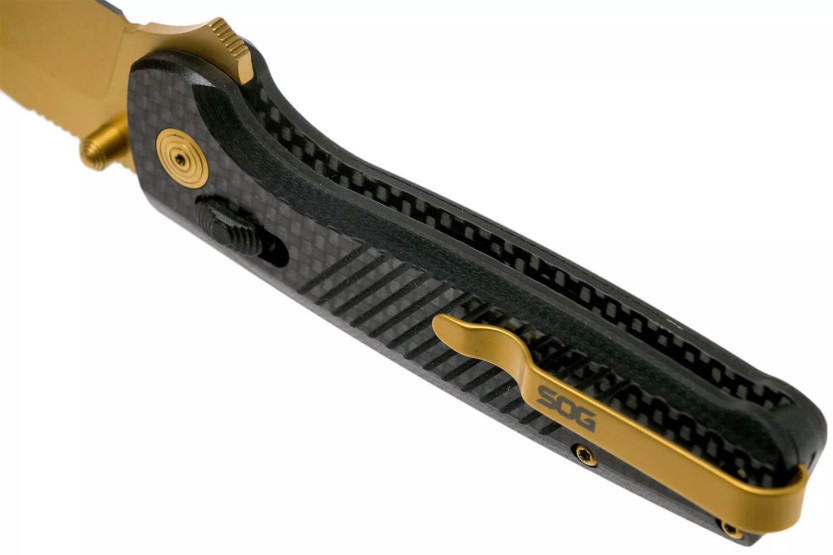SOG Terminus XR LTE GOLD SGTM1033 foldekniv guldblad G10/karbonhåndtag 10,8 cm sort