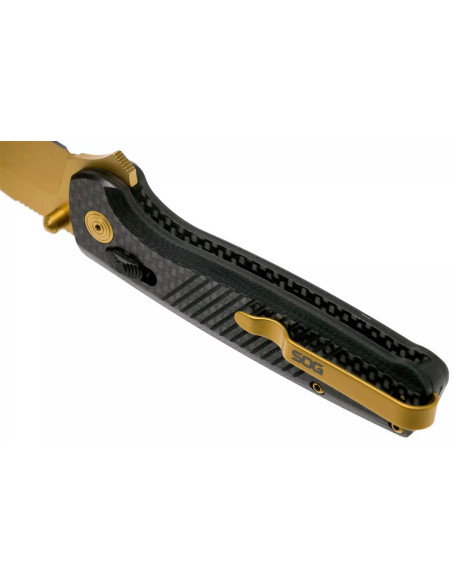SOG Terminus XR LTE GOLD SGTM1033 fällkniv guldblad G10/karbonhandtag 10,8cm svart