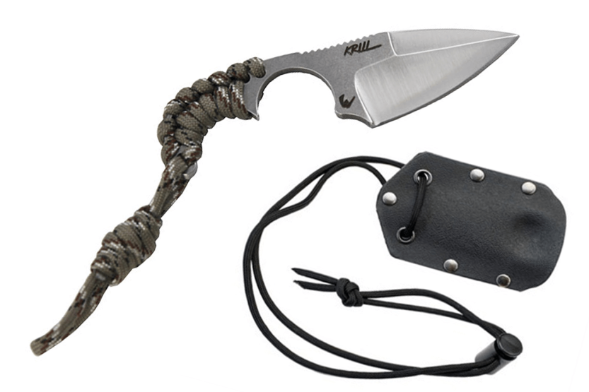 Wildsteer Krill KR0111 EDC-kniv 5cm blad Camouflage paracord håndtag + Kydex skede