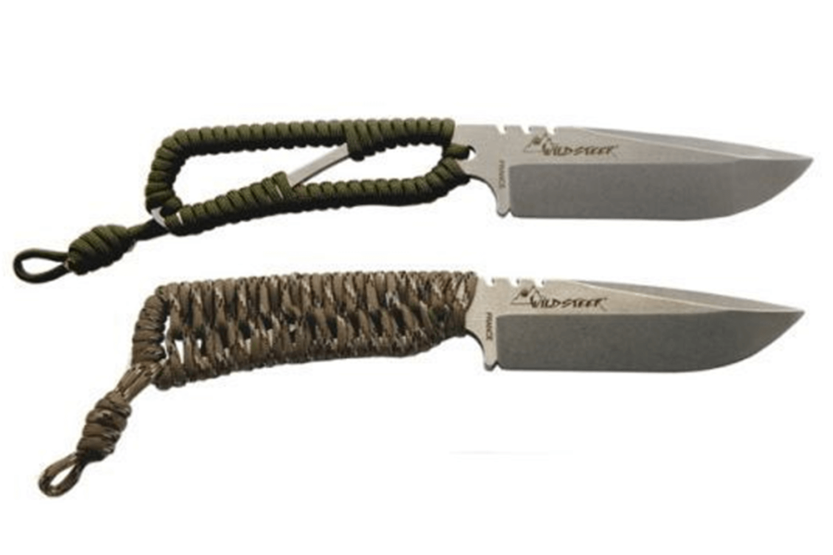 Wildsteer Skjelettkniv Woodland Camo SK0116 10,7 cm blad med paracordhåndtak + valgfri slire