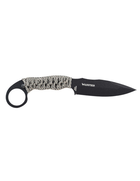 Wildsteer Talim TAL3114 knife 9,7cm black blade urban camo paracord handle + Kydex sheath