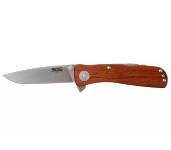 Faca dobrável SOG Twitch II SGTWI17 Cabo de madeira natural de 9 cm
