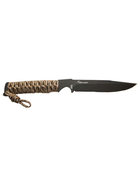 Wildsteer Kraken KRA3211 coltello 11,8cm lama nera manico in paracord coyote + fodero ambidestro