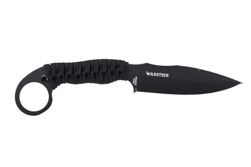 Wildsteer Talim TAL3113 knife black blade 9,7cm black paracord handle + Kydex sheath
