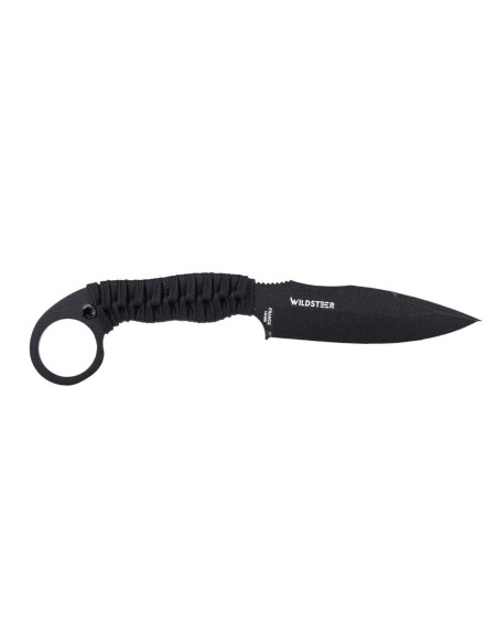 Wildsteer Talim TAL3113 knife black blade 9,7cm black paracord handle + Kydex sheath