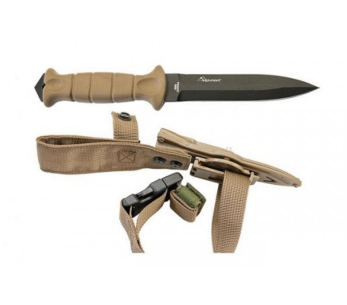 Wildsteer SAS SAS3115 kniv 13,7 cm sort tveægget blad Coyote taktiprenhåndtag med glasknuser + POM/nylon skede 2