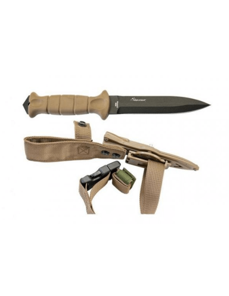Wildsteer SAS SAS3115 knife 13.7cm black double-edged blade Coyote tactiprene handle with glass breaker + POM/nylon sheath