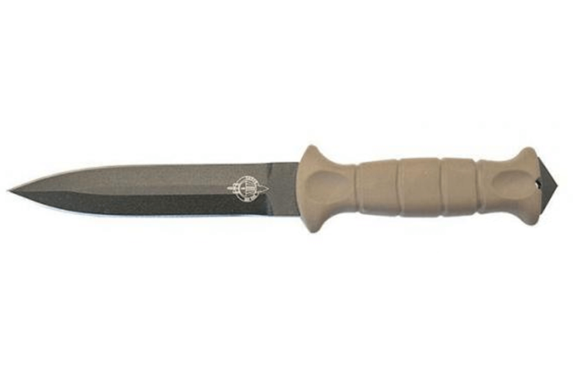 Wildsteer SAS SAS3115 kniv 13,7 cm svart dubbeleggat blad Coyote taktiprenehandtag med glasbrytare + POM/nylon-slida