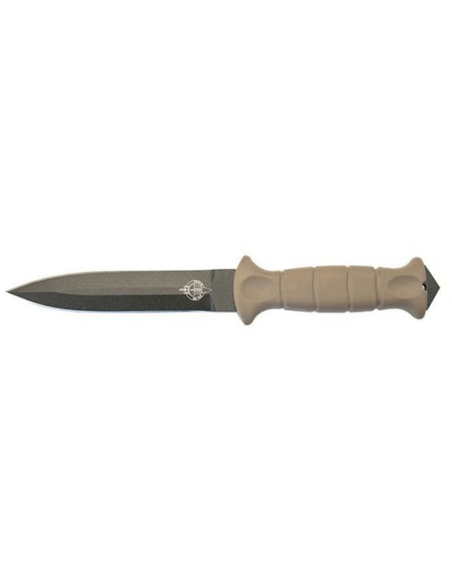 Wildsteer SAS SAS3115 kniv 13,7 cm svart dubbeleggat blad Coyote taktiprenehandtag med glasbrytare + POM/nylon-slida