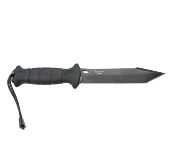 Wildsteer Sherkan SHE3113 lama tanto nera 13,5 cm manico in tactiprene nero + fodero in POM/nylon
