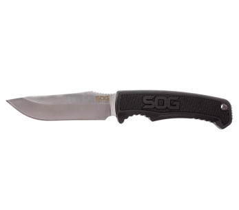 Faca de campo SOG SGFK1001 Lâmina de 10,2 cm com cabo TPR preto + bainha em Kydex