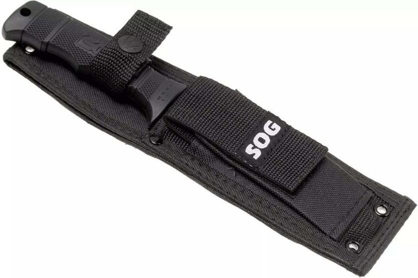 SOG Seal Pup SGM37N kniv 12 cm halvtandet blad sort nylon/glasfiberhåndtag + skede