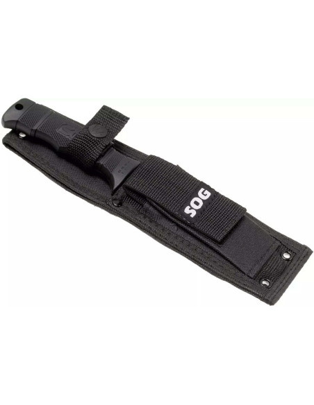 SOG Seal Pup SGM37N kniv 12 cm halvtandet blad sort nylon/glasfiberhåndtag + skede