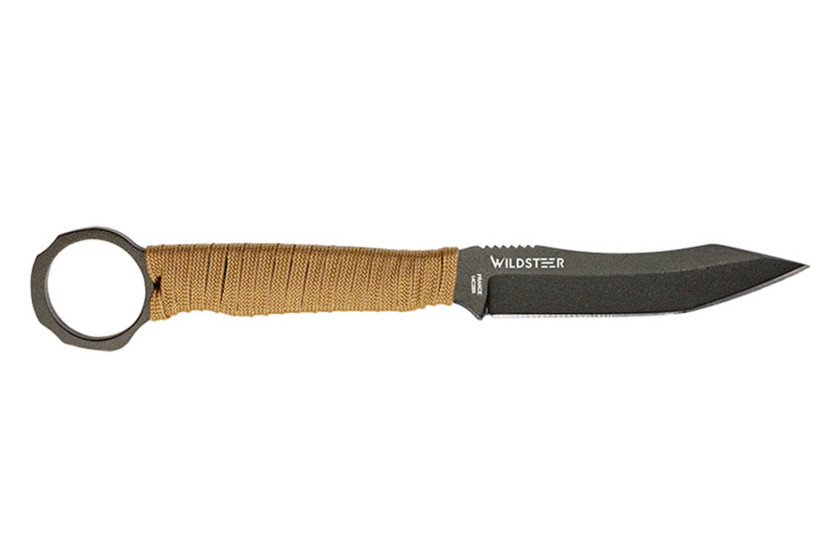 Wildsteer SCO3111 Scorpion mes zwart tanto lemmet 8,4cm Desert paracord handvat + Kydex schede