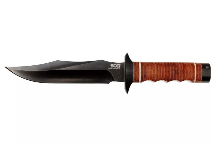 Faca SOG Super Bowie SGSB1TL Lâmina de 19 cm cabo de couro + bainha de couro