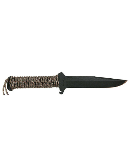 Wildsteer TX Wild TXW3111 cuchillo de caza 16cm hoja negra Desert Camo mango paracord + funda nylon