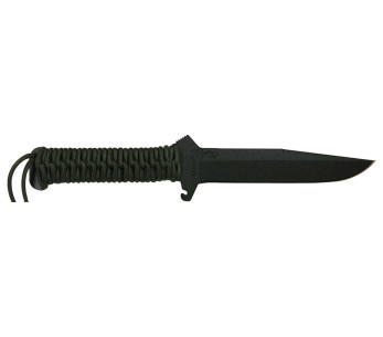 Wildsteer TX Wild TXW3112 coltello da caccia 16cm lama nera manico in paracord Khaki + fodero in nylon