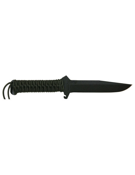 Faca de caça Wildsteer TX Wild TXW3112 Lâmina preta de 16 cm Cabo paracord caqui + bainha de nylon