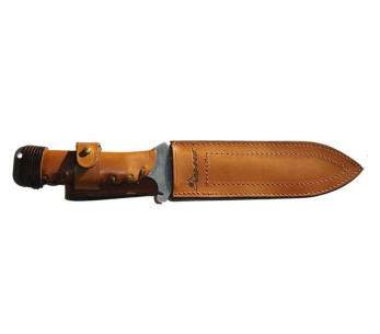 Wildsteer X Wild XW0101 jaktkniv 16 cm blad gull lærhåndtak + lærslire 2