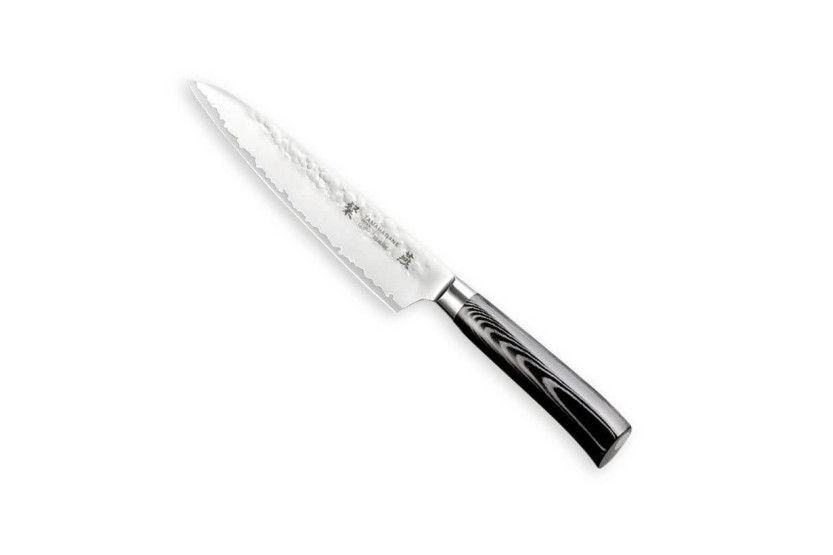 Faca universal japonesa Tamahagane Tsubame 15cm em aço martelado VG5