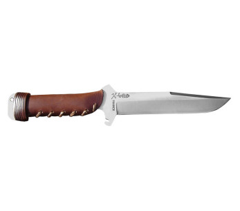 Wildsteer X Wild XW0102 jachtmes 16cm lemmet bruin leren handvat + bijpassende leren schede