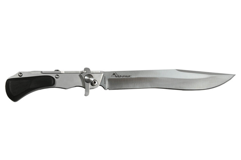 Wildsteer W'eStaing WES0106 cuchillo de caza plegable 13cm mango de ébano + funda de cuero