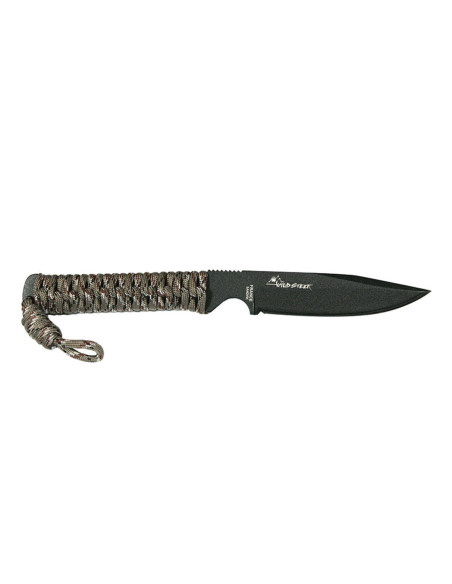 Wildsteer Wild Tech4 WT43111 veitsi 9cm musta terä Desert Camo paracord kahva + POM tuppi