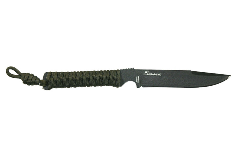 Wildsteer Messer Wild Tech4 XL WT4XL3112 schwarze Klinge 11,5cm Paracord Griff Khaki + POM Etui