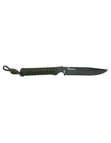 Wildsteer Messer Wild Tech4 XL WT4XL3112 schwarze Klinge 11,5cm Paracord Griff Khaki + POM Etui