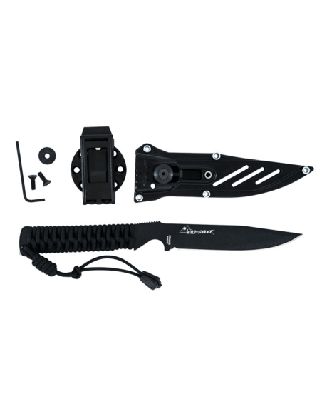 Wildsteer Wild Tech4 XL Mes WT4XL3113 zwart lemmet 11,5cm zwart paracord handvat + POM schede