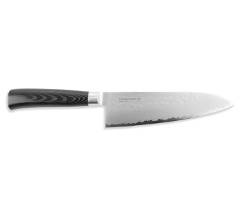 Cuchillo de cocinero japonés Tamahagane Tsubame 15cm acero VG5 hoja martillada