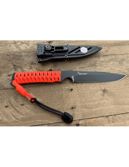 Wildsteer Wild Tech4 XL WT4XL3122 veitsi 11,5cm musta terä Fluo Orange paracord kahva + POM tuppi