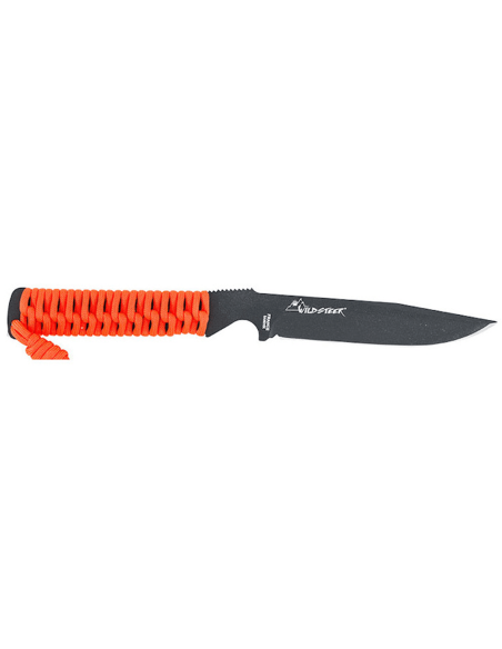 Wildsteer Wild Tech4 XL WT4XL3122 veitsi 11,5cm musta terä Fluo Orange paracord kahva + POM tuppi