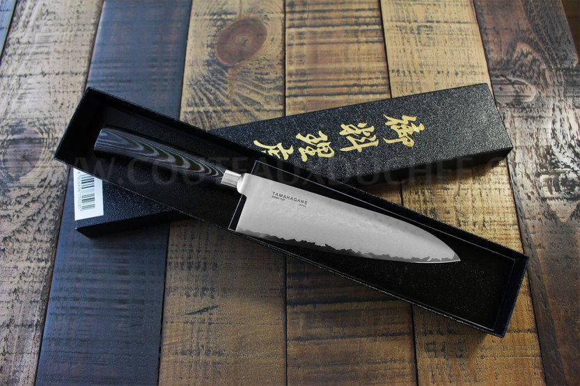 Cuchillo de cocinero japonés Tamahagane Tsubame 15cm acero VG5 hoja martillada