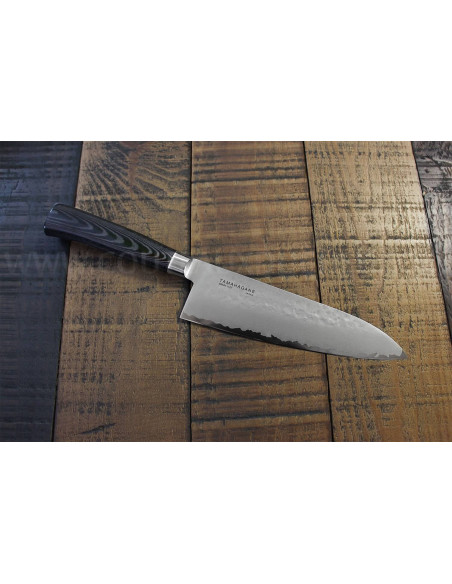 Cuchillo de cocinero japonés Tamahagane Tsubame 15cm acero VG5 hoja martillada