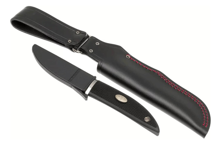 Fallkniven Kolt Knife KK 8,5cm blad svart thermorun handtag + zytel/läder mantel